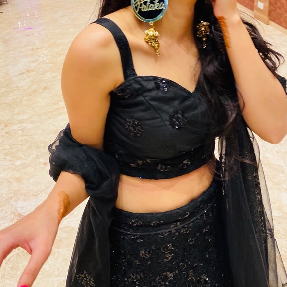 Black sequins ethnic wear lehenga - Picture 8 of 13